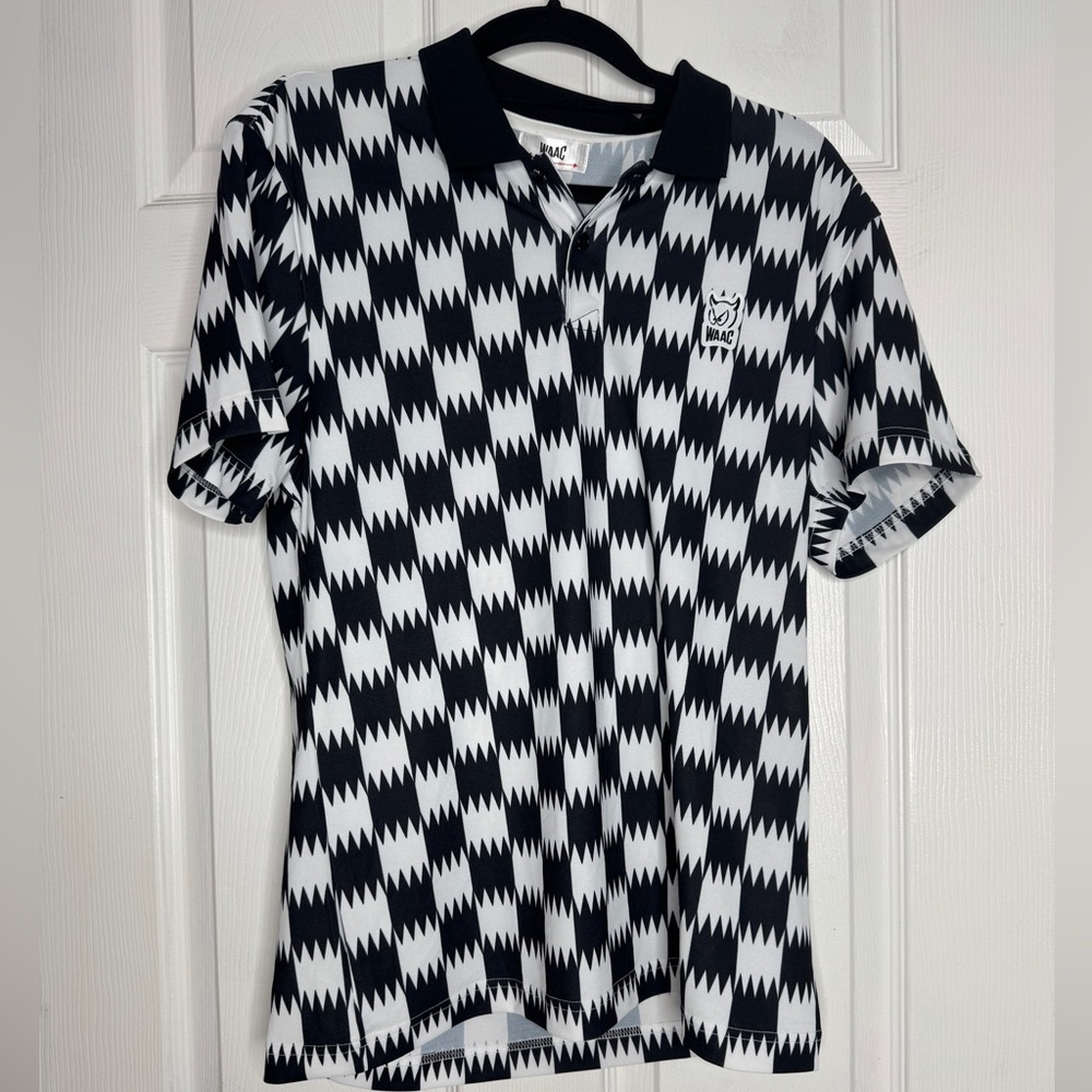 WAAC‎ NWT Men’s Black White Checkered Golf Polo Size 1/L